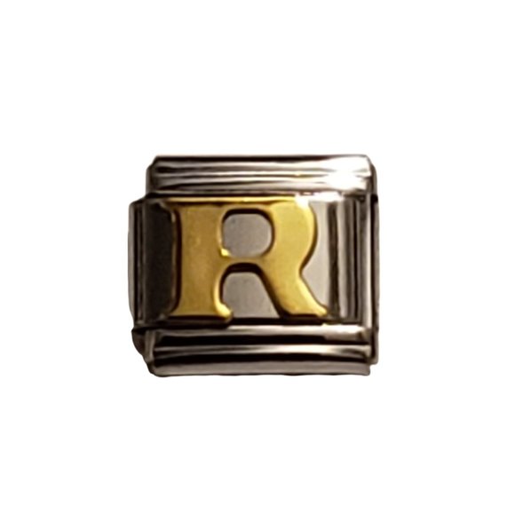 Italian Charm Bracelet Alphabet Letter Link - LETTER "R" - Picture 1 of 1